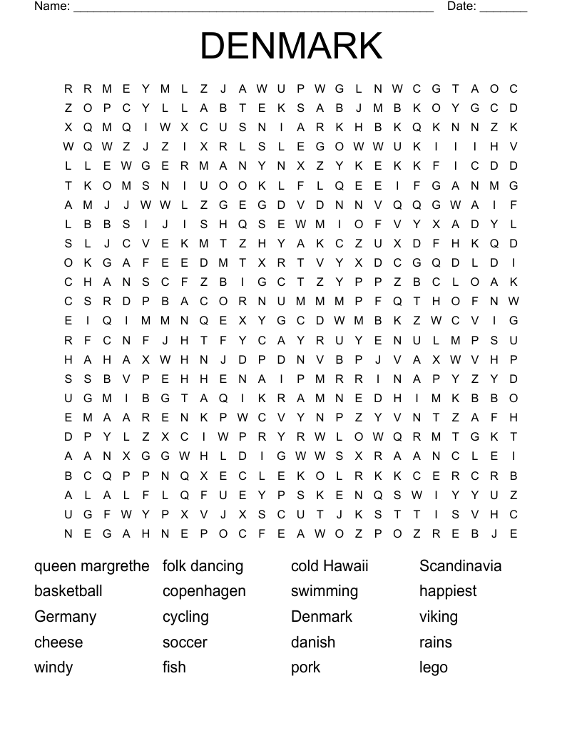 DENMARK Word Search