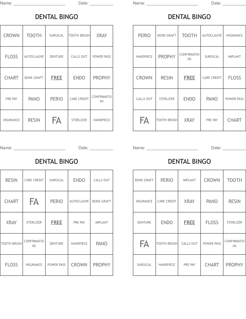 DENTAL BINGO