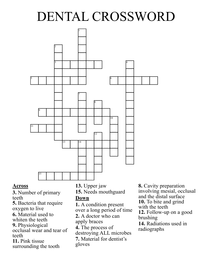 DENTAL CROSSWORD