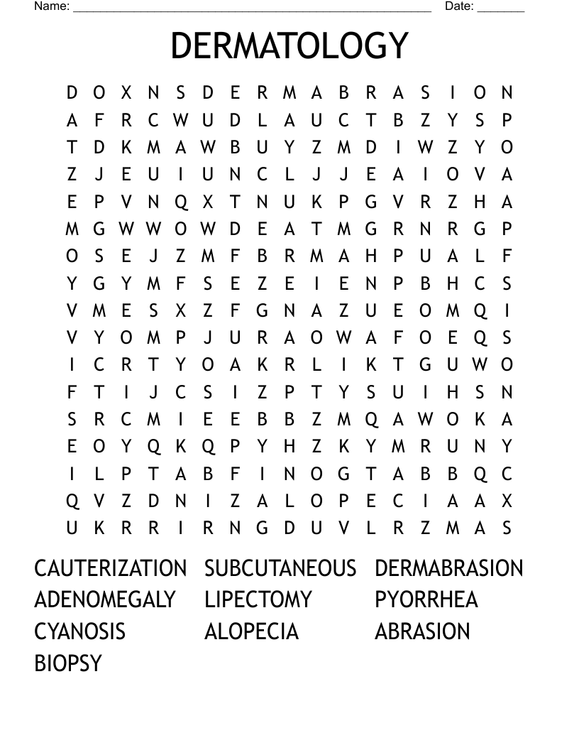 DERMATOLOGY Word Search