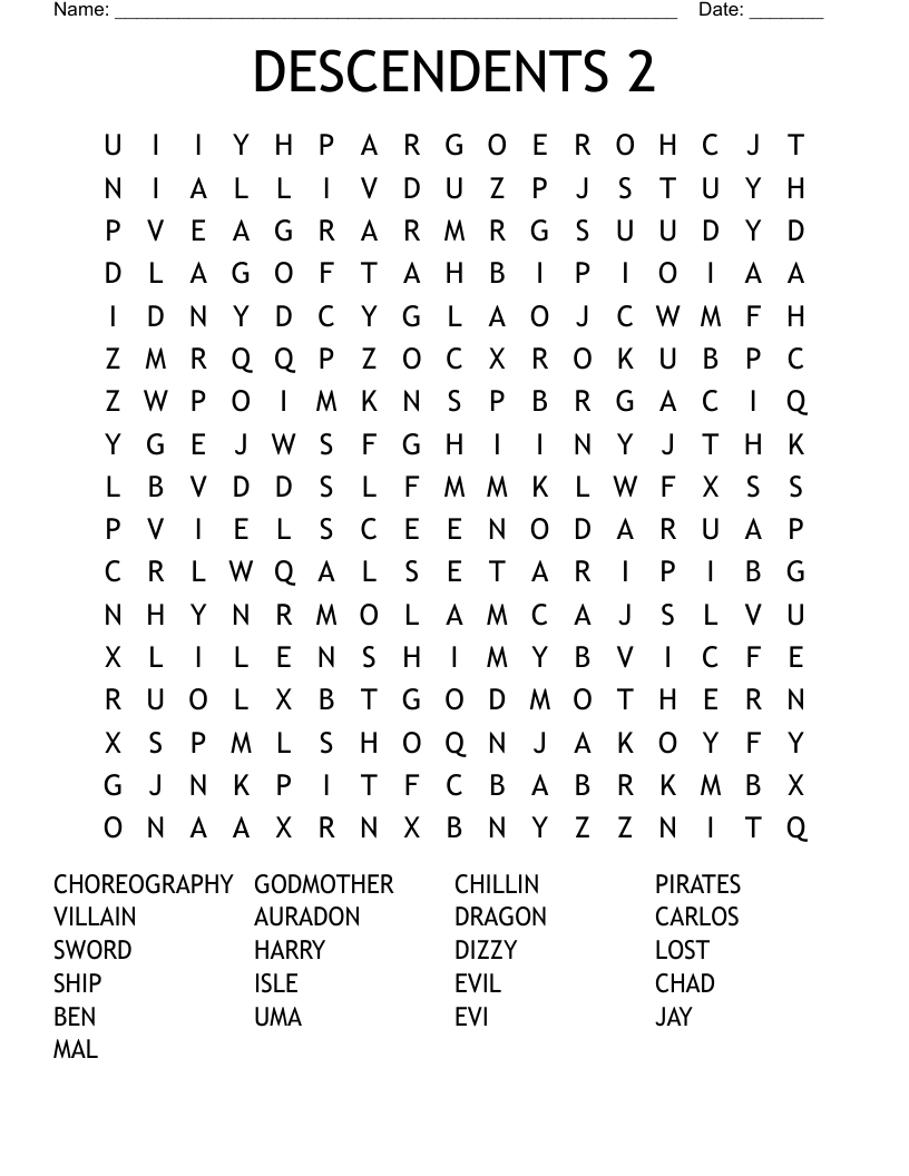 DESCENDENTS 2 Word Search