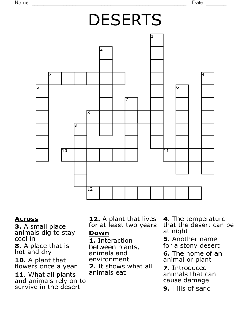 DESERTS Crossword