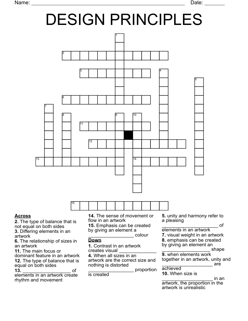 DESIGN PRINCIPLES Crossword