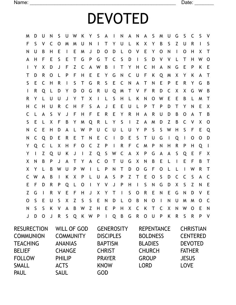 DEVOTED Word Search