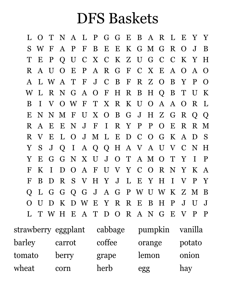 DFS Baskets Word Search