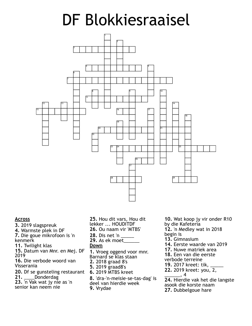 DF Blokkiesraaisel Crossword