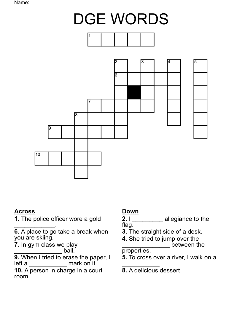 DGE WORDS Crossword