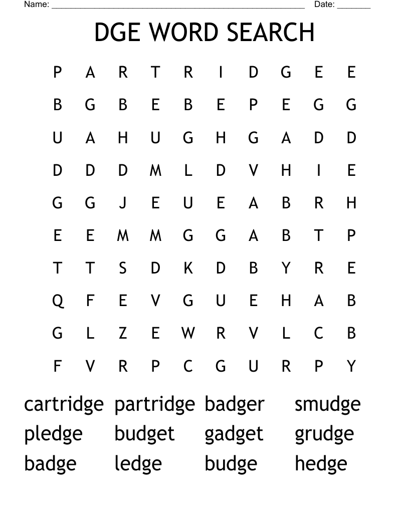 DGE WORD SEARCH