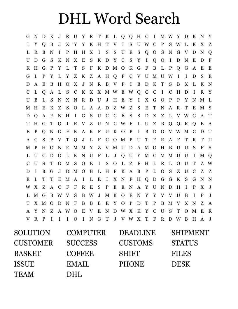 DHL Word Search