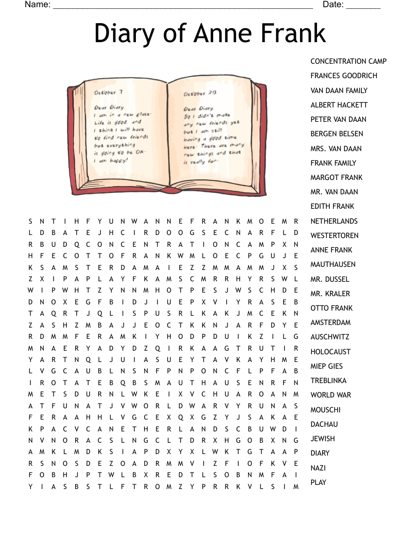 Diary of Anne Frank Word Search