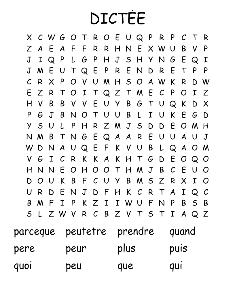 DICTÉE Word Search