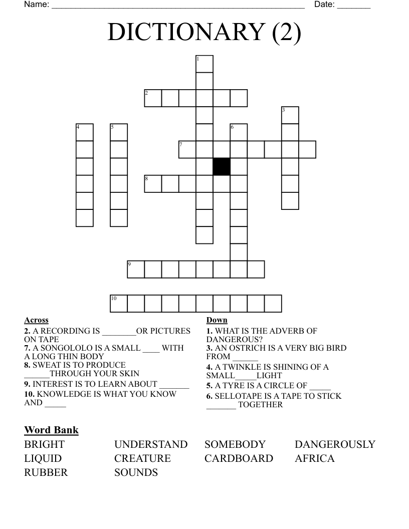 DICTIONARY (2) Crossword