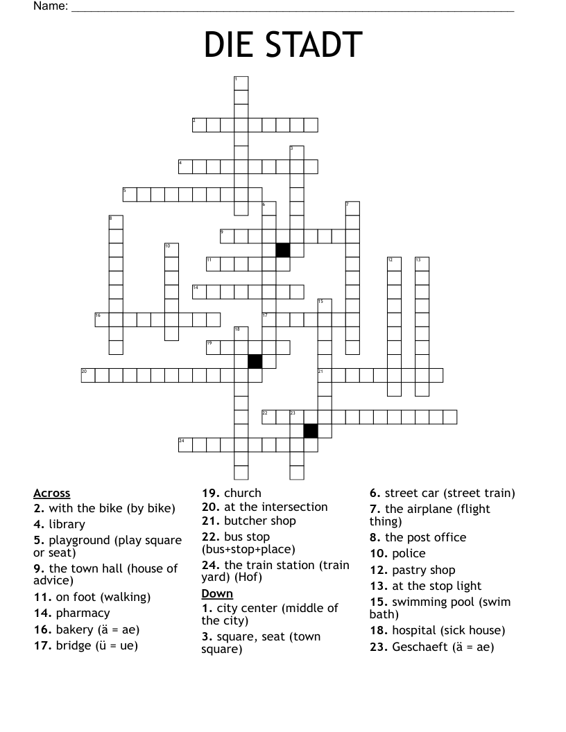 DIE STADT Crossword