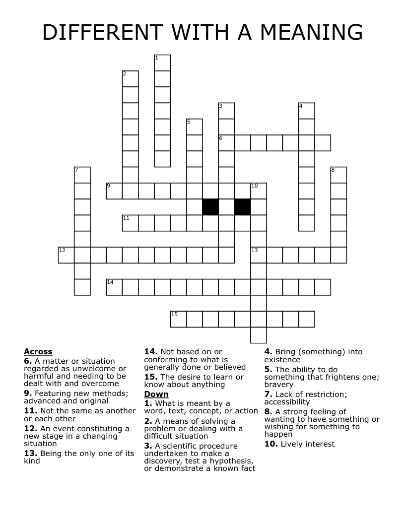 DIFFERENT WITH A MEANING Crossword