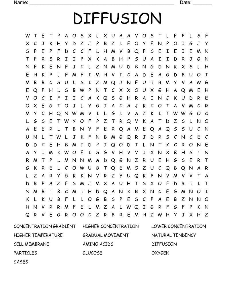 DIFFUSION Word Search