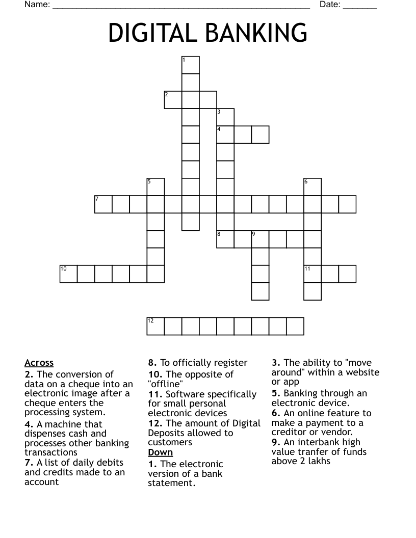 DIGITAL BANKING Crossword