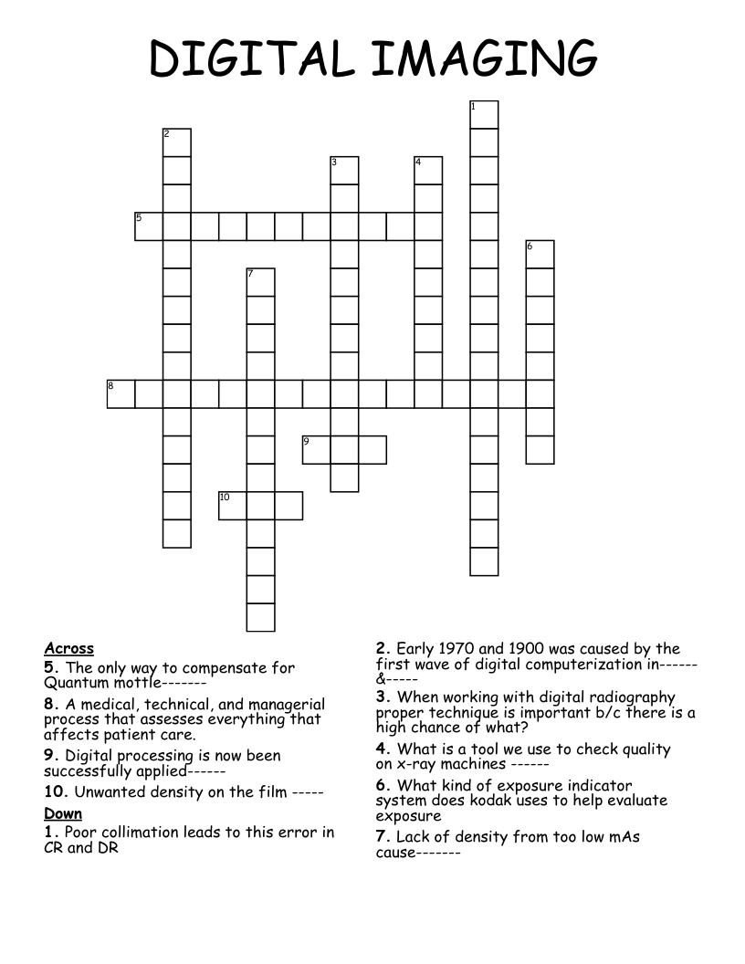 DIGITAL IMAGING Crossword