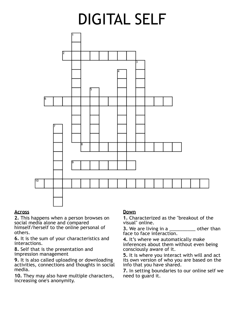 DIGITAL SELF  Crossword