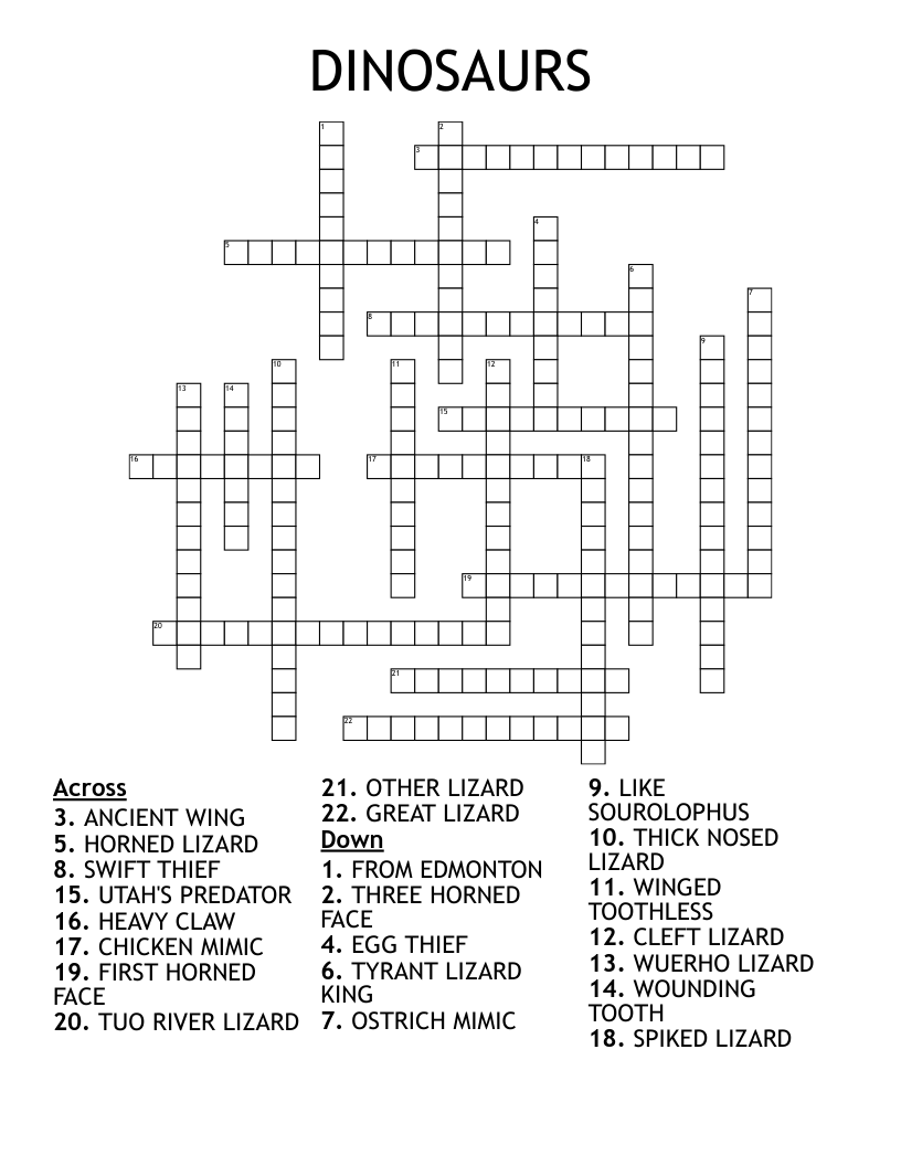 DINOSAURS Crossword