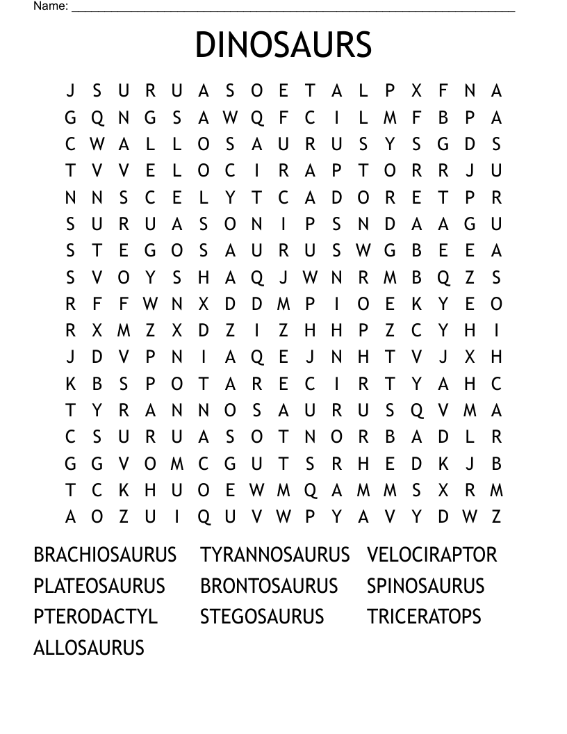 DINOSAURS Word Search