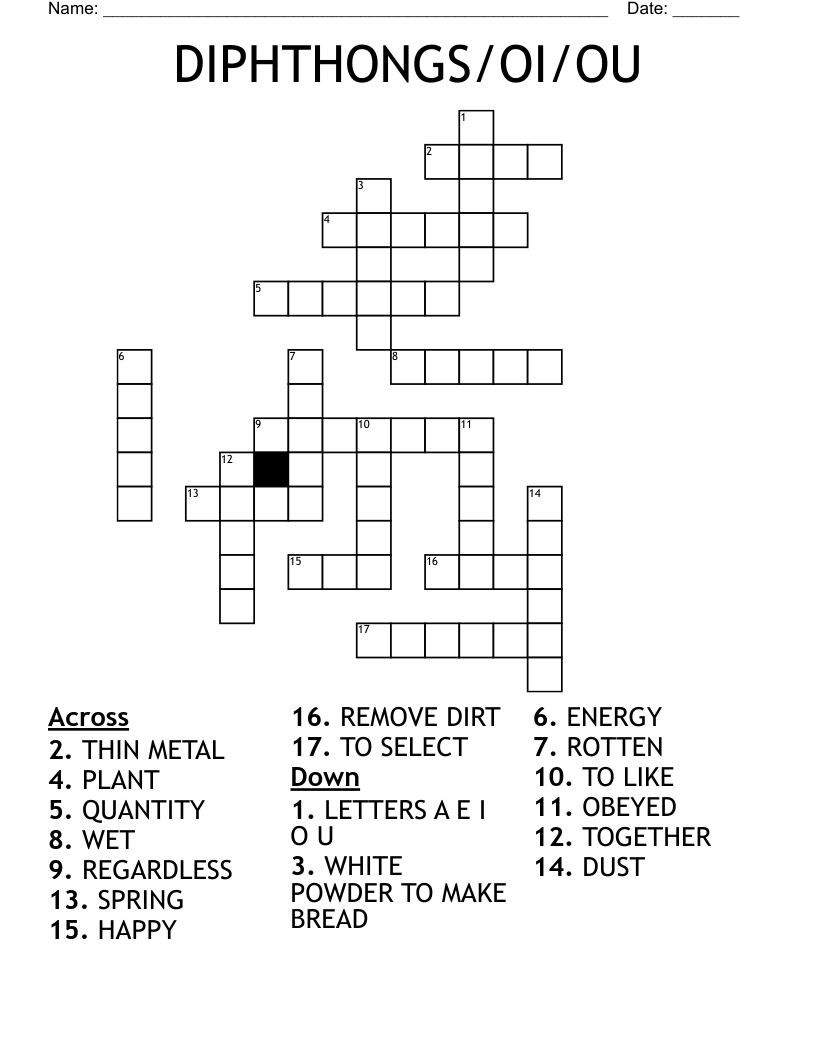 DIPHTHONGS/OI/OU Crossword
