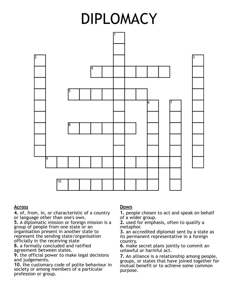 DIPLOMACY Crossword