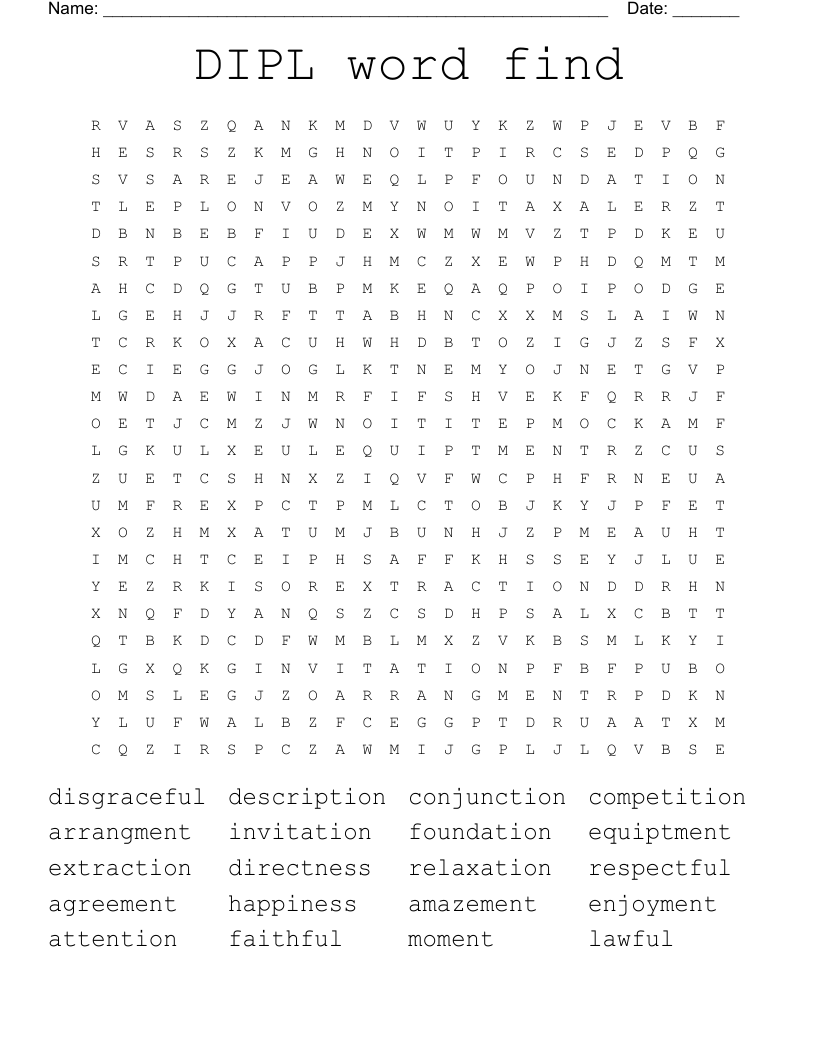 DIPL word find Word Search