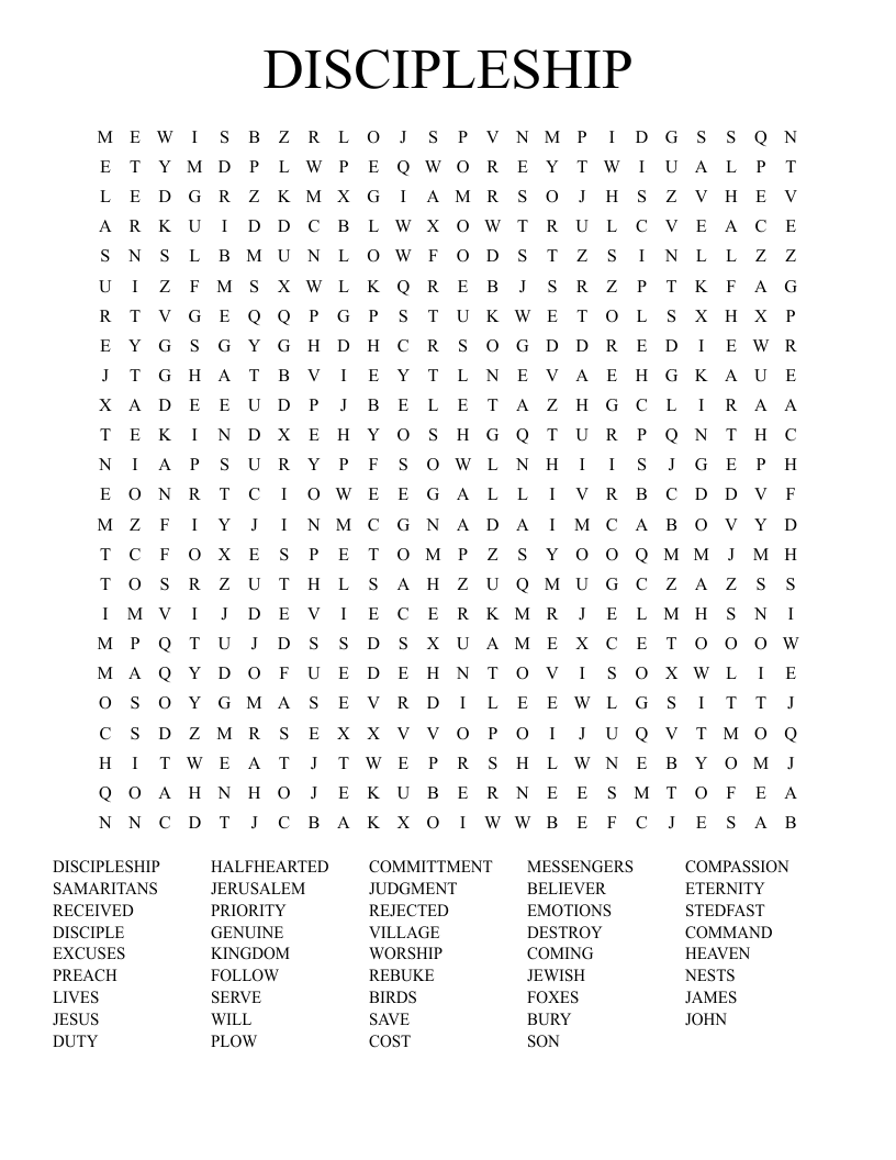 DISCIPLESHIP Word Search