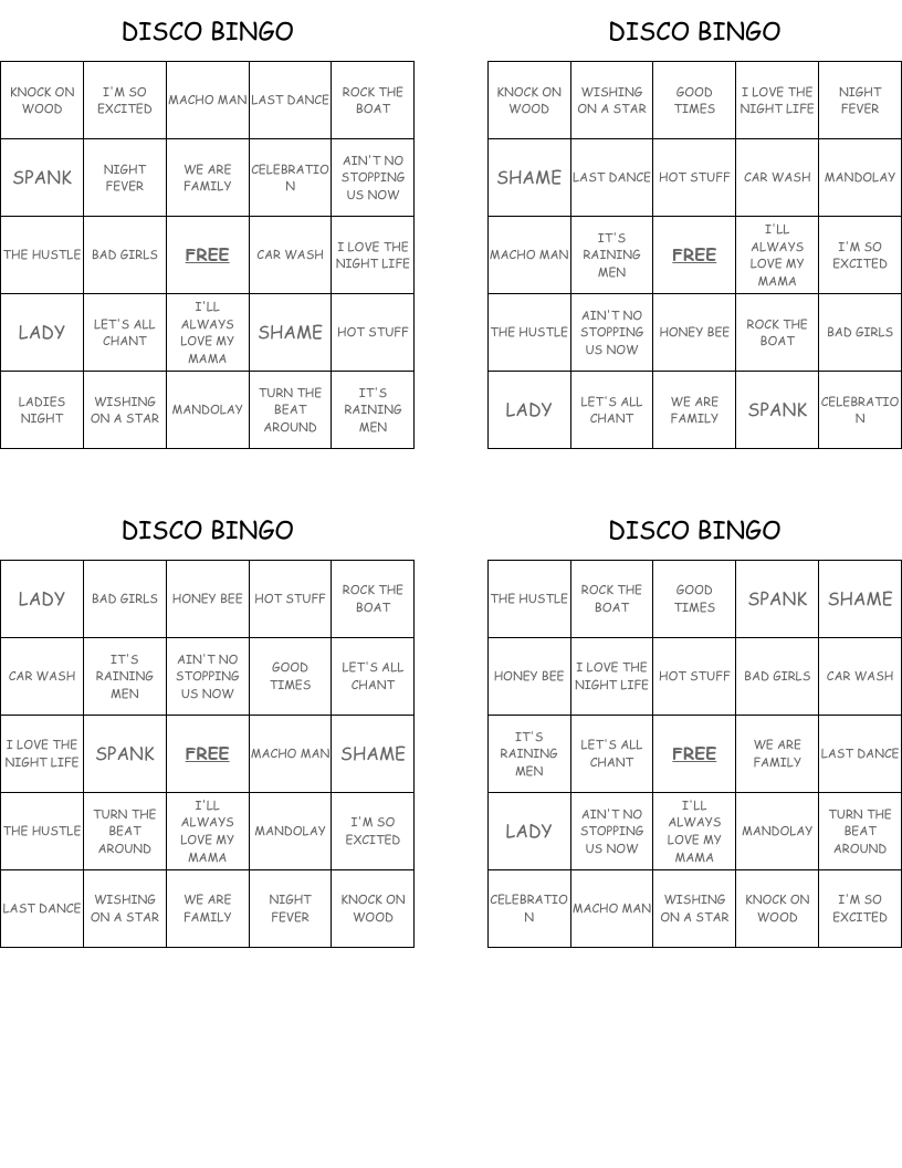 DISCO BINGO