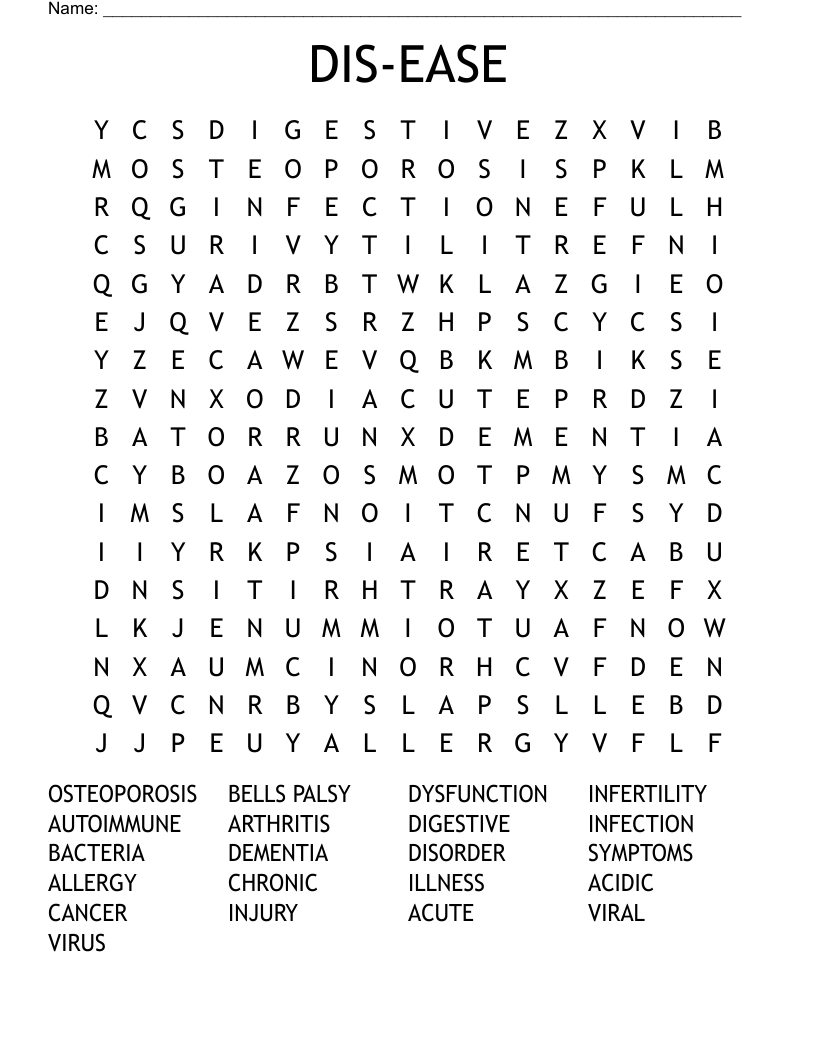 DIS-EASE Word Search