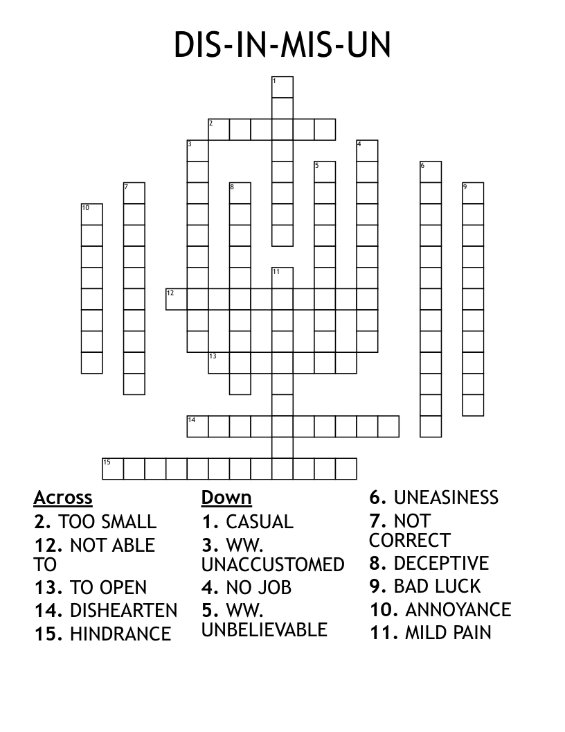 DIS-IN-MIS-UN Crossword
