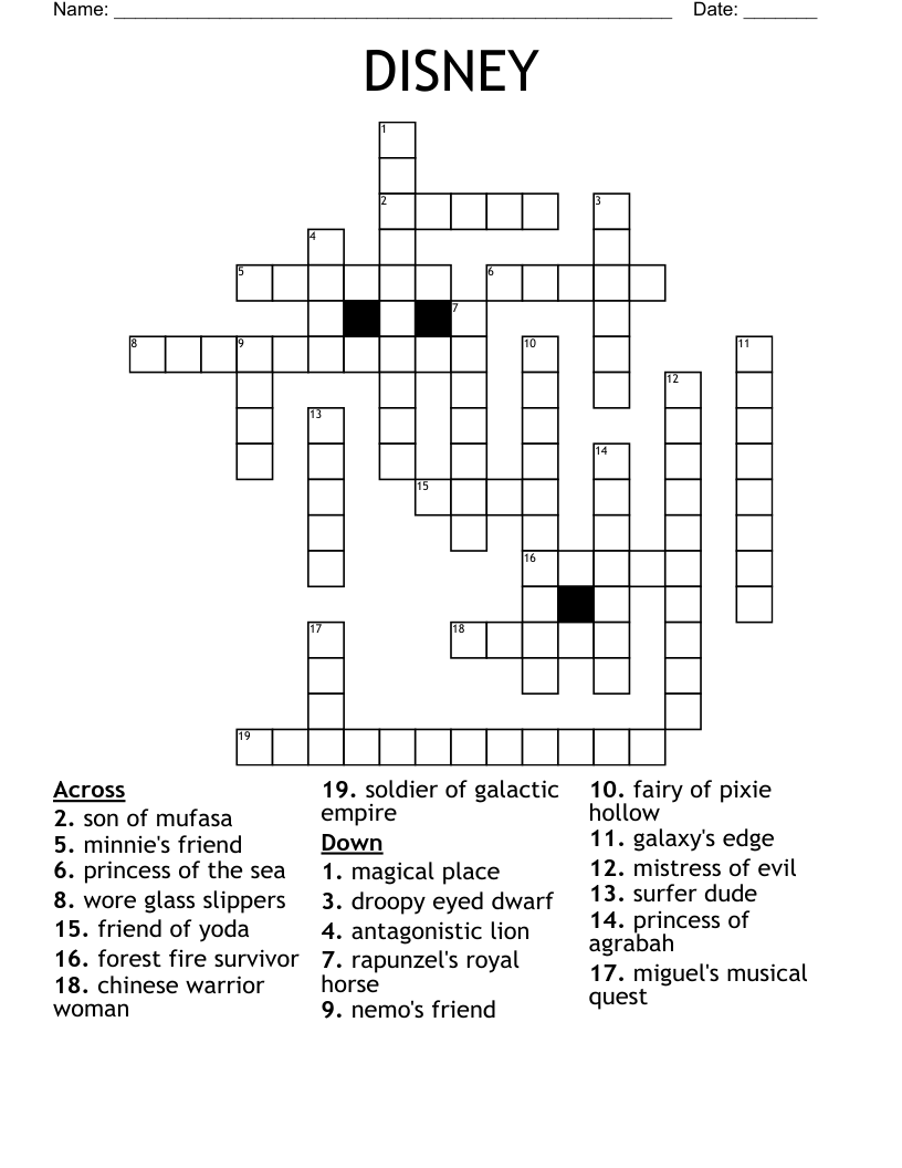 DISNEY Crossword