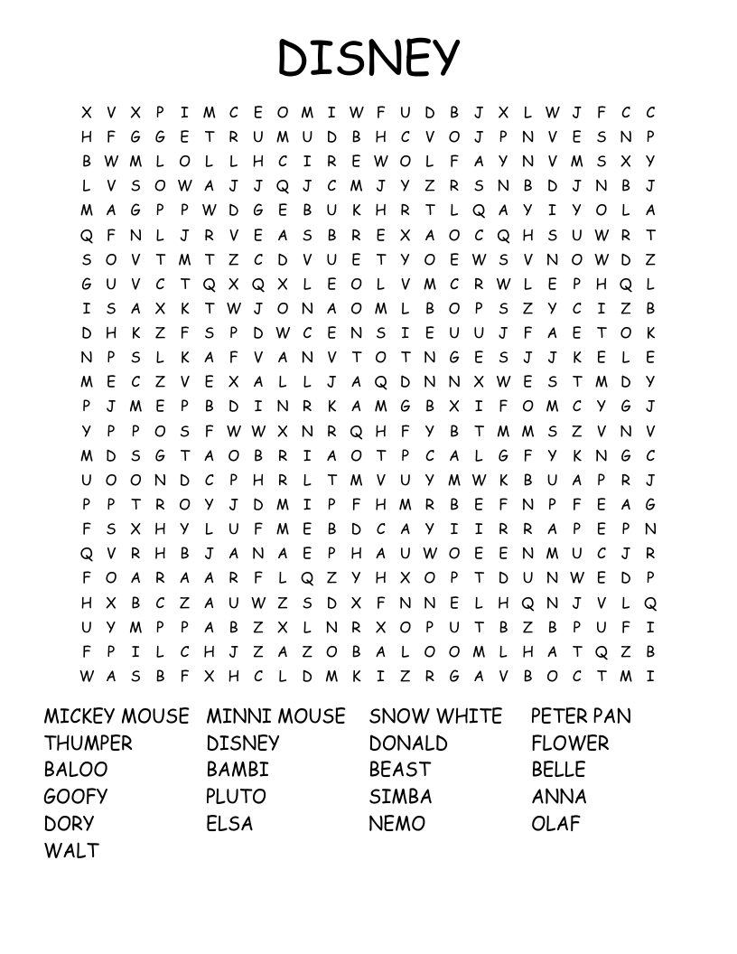 DISNEY Word Search