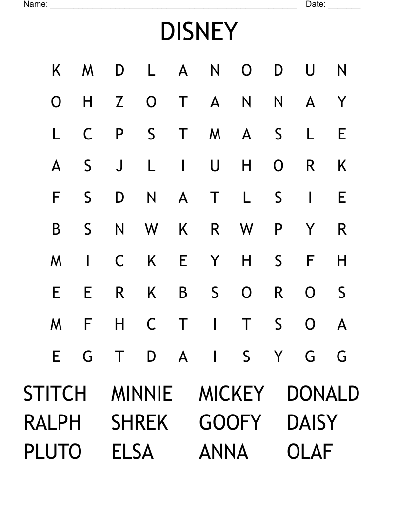 DISNEY Word Search