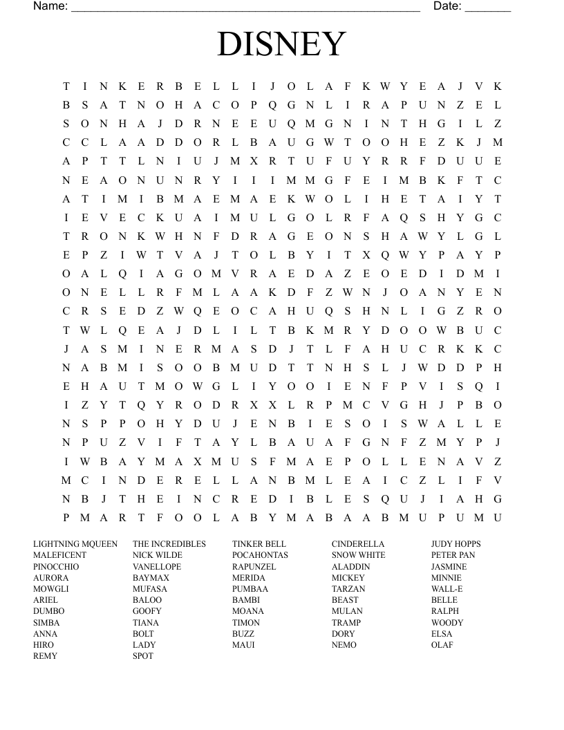 DISNEY Word Search