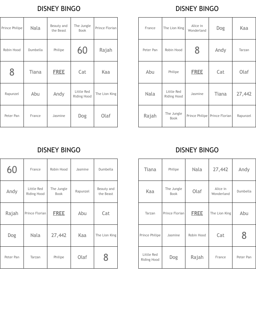 DISNEY BINGO