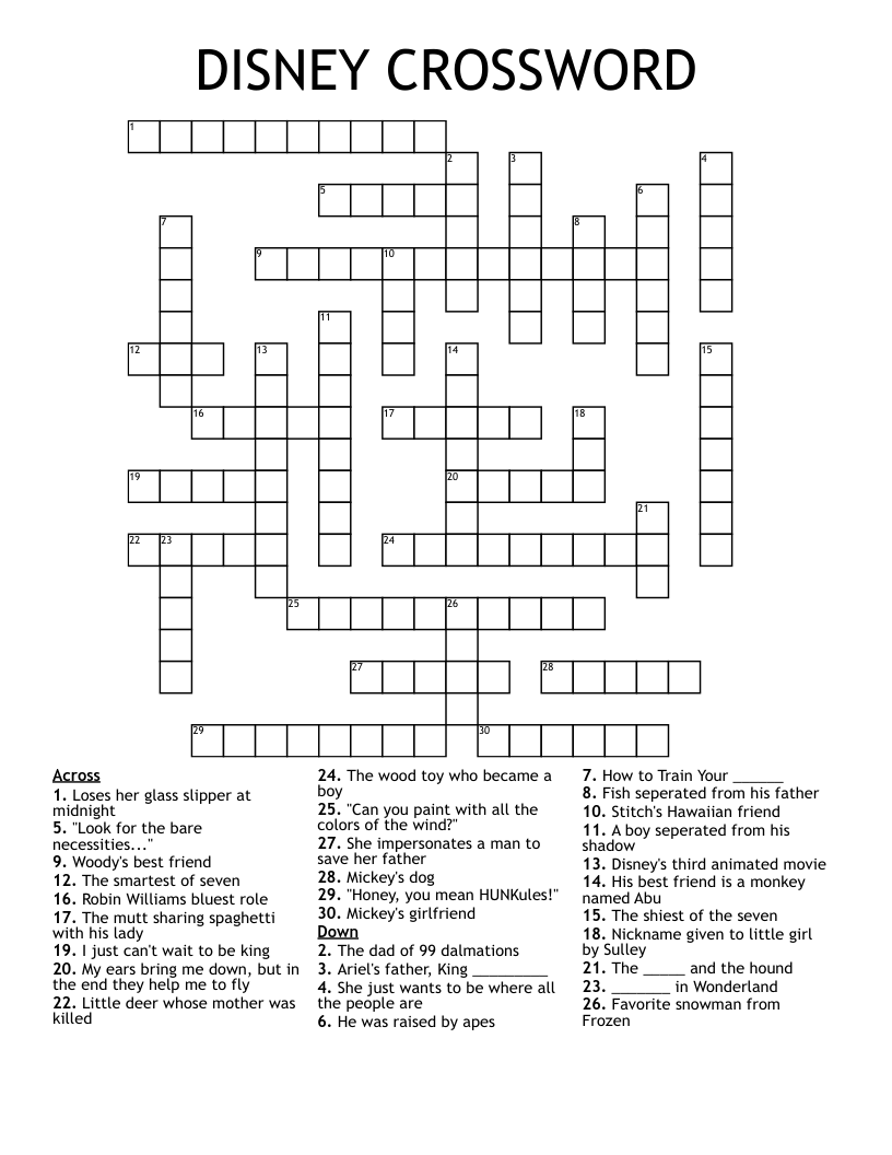 DISNEY CROSSWORD