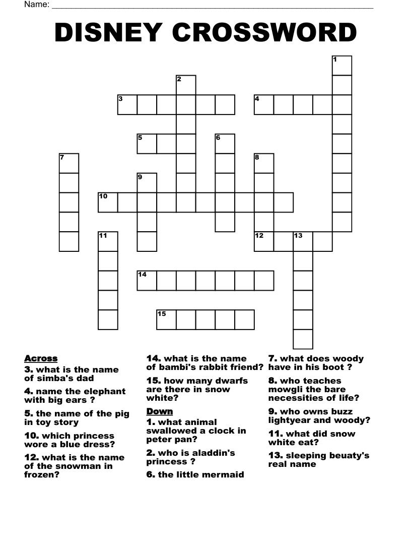 DISNEY CROSSWORD