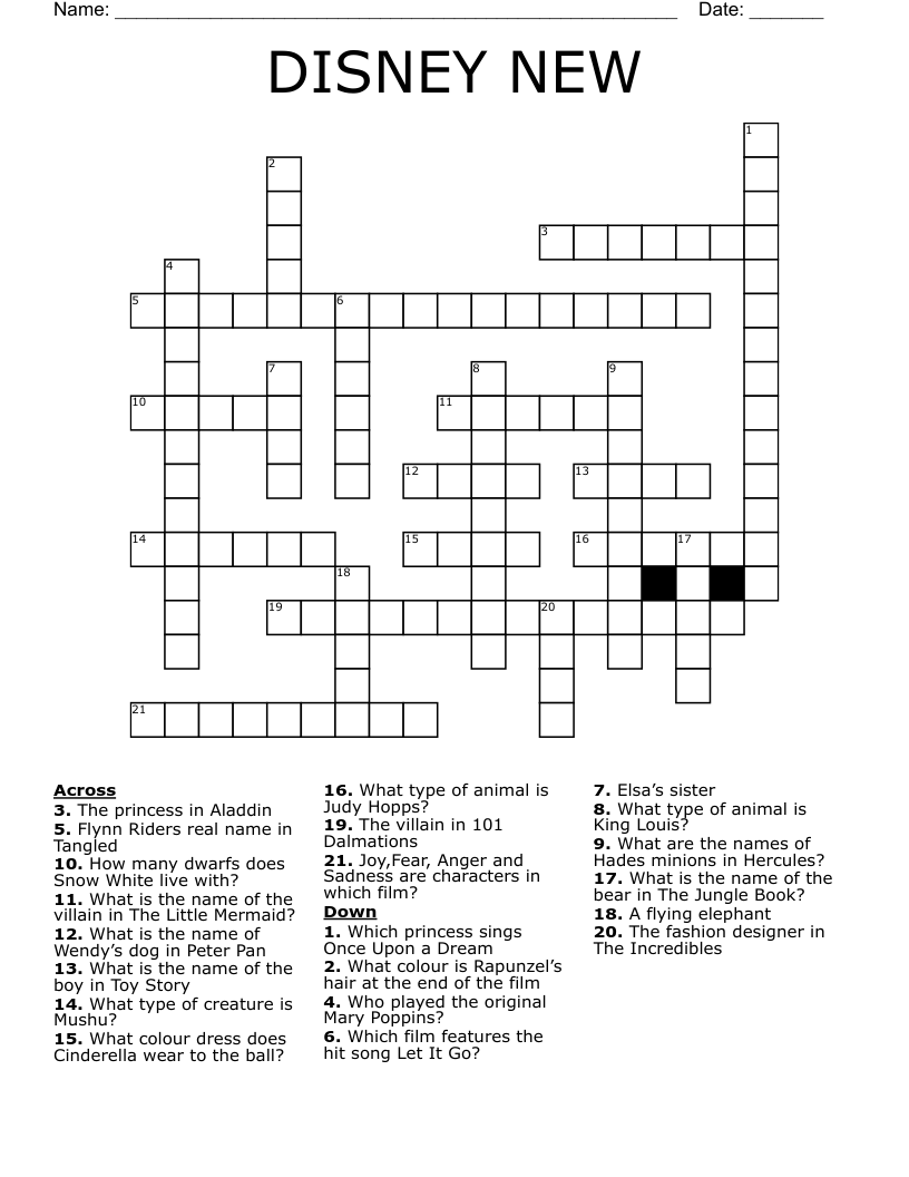 DISNEY NEW Crossword