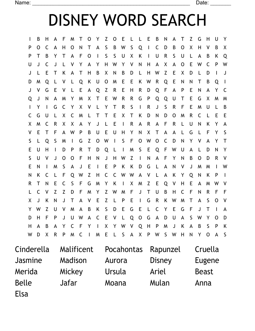 DISNEY WORD SEARCH