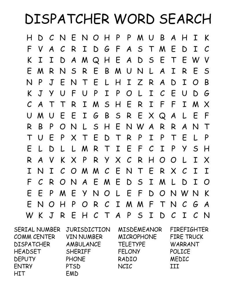 DISPATCHER WORD SEARCH