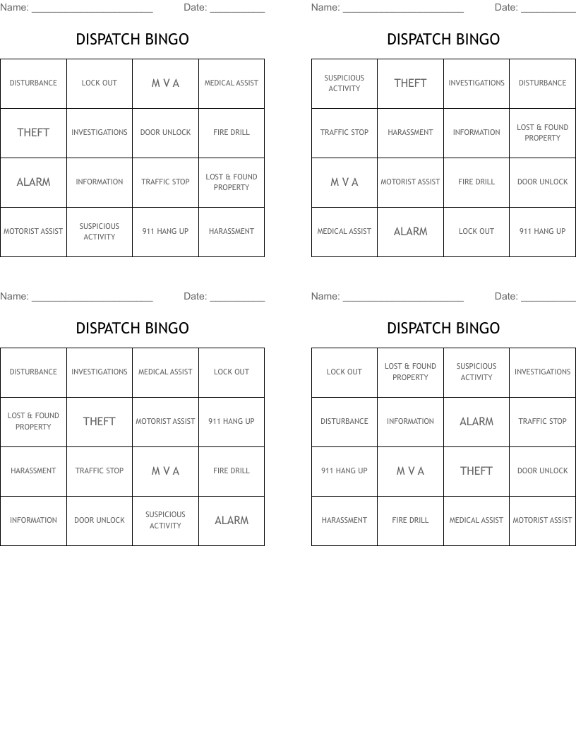 DISPATCH BINGO