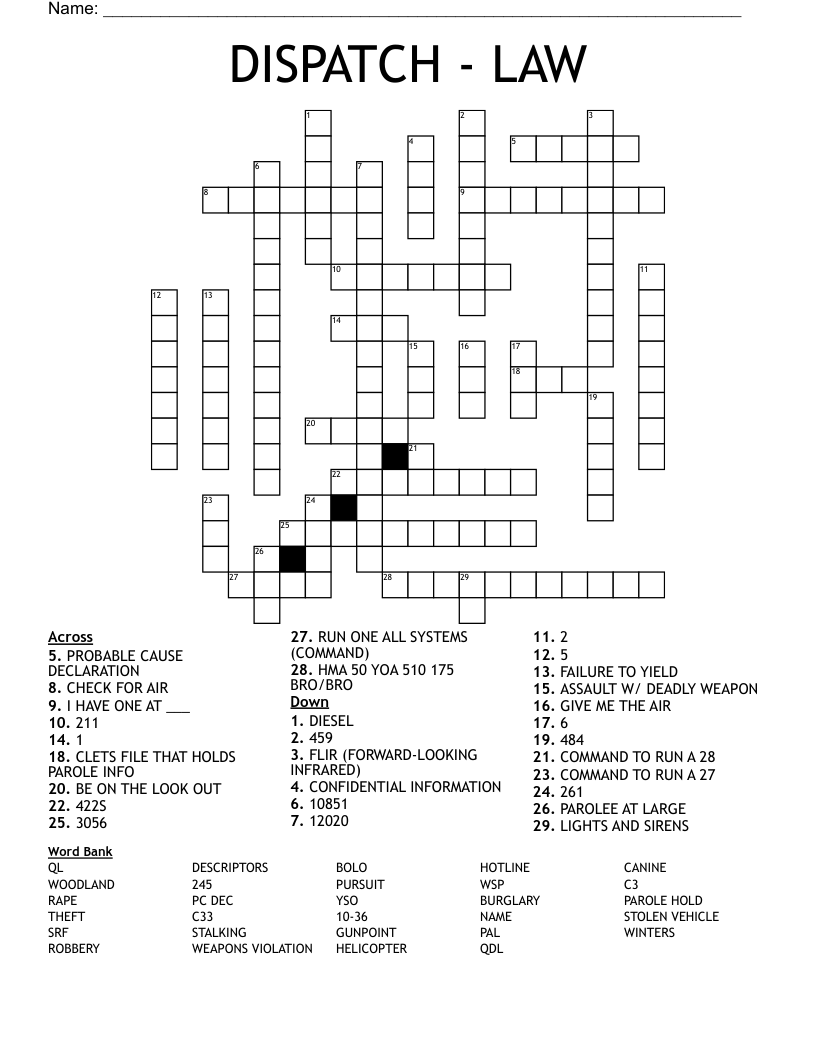 DISPATCH - LAW Crossword