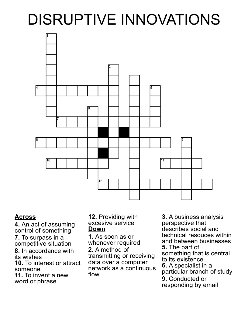 DISRUPTIVE INNOVATIONS  Crossword