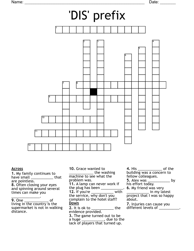 'DIS' prefix Crossword