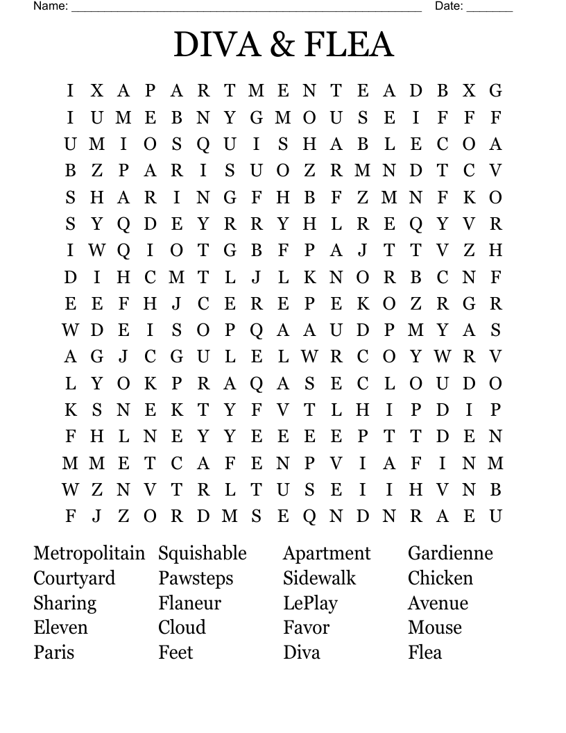 DIVA & FLEA Word Search