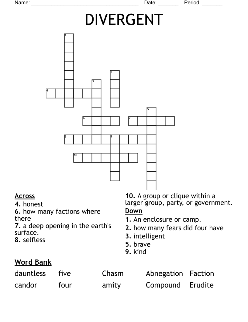DIVERGENT  Crossword