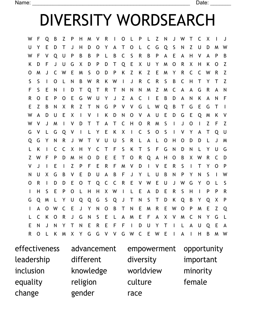 DIVERSITY WORDSEARCH