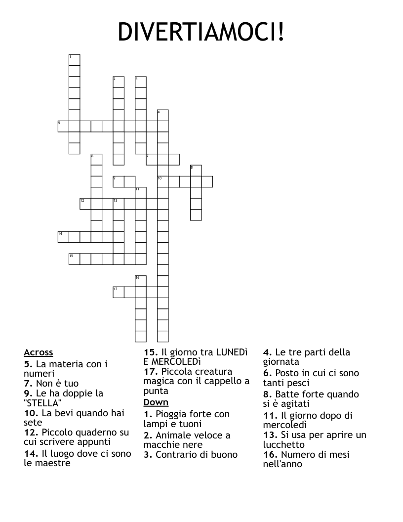 DIVERTIAMOCI! Crossword