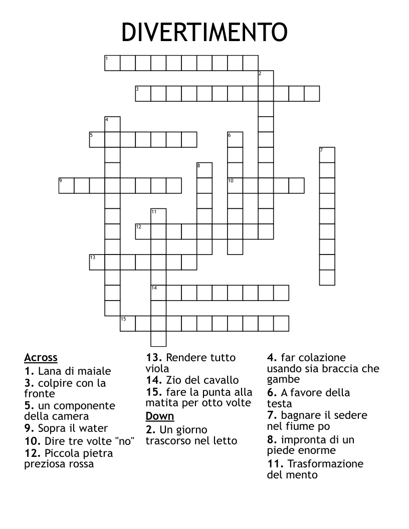 DIVERTIMENTO Crossword